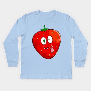 funny face strawberry Kids Long Sleeve T-Shirt